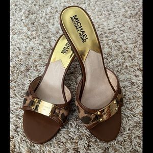 MICHAEL Michael Kors Slides Heels Sandals Leopard